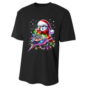 Funny Parakeet Christmas Tree Lights Xmas Parrot Lover Performance Sprint T-Shirt