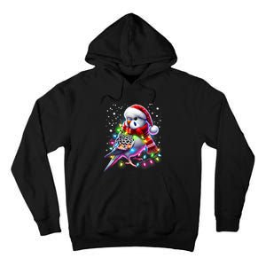 Funny Parakeet Christmas Tree Lights Xmas Parrot Lover Tall Hoodie