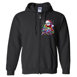 Funny Parakeet Christmas Tree Lights Xmas Parrot Lover Full Zip Hoodie