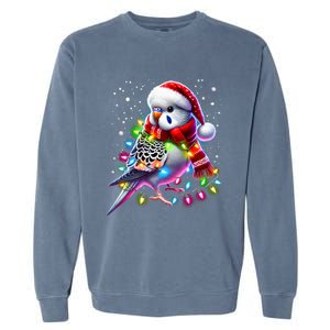 Funny Parakeet Christmas Tree Lights Xmas Parrot Lover Garment-Dyed Sweatshirt