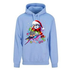 Funny Parakeet Christmas Tree Lights Xmas Parrot Lover Unisex Surf Hoodie