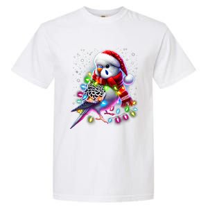 Funny Parakeet Christmas Tree Lights Xmas Parrot Lover Garment-Dyed Heavyweight T-Shirt