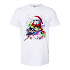 Funny Parakeet Christmas Tree Lights Xmas Parrot Lover Softstyle CVC T-Shirt