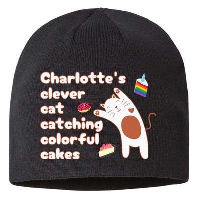 Funny Pun CharlotteS Clever Cat Catching Colorful Cakes Sustainable Beanie