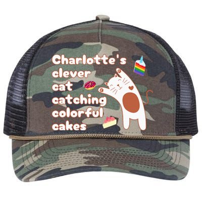 Funny Pun CharlotteS Clever Cat Catching Colorful Cakes Retro Rope Trucker Hat Cap