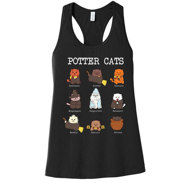 funny Potter Cats Gifts for Cat Lovers Women's Racerback Tank