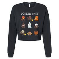 funny Potter Cats Gifts for Cat Lovers Cropped Pullover Crew