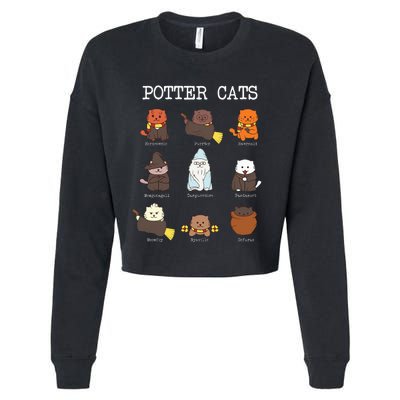 funny Potter Cats Gifts for Cat Lovers Cropped Pullover Crew