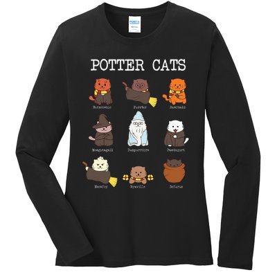 funny Potter Cats Gifts for Cat Lovers Ladies Long Sleeve Shirt