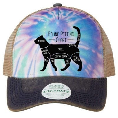 Feline Petting Chart Cat Owner Lover Legacy Tie Dye Trucker Hat