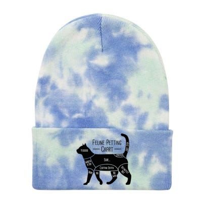 Feline Petting Chart Cat Owner Lover Tie Dye 12in Knit Beanie