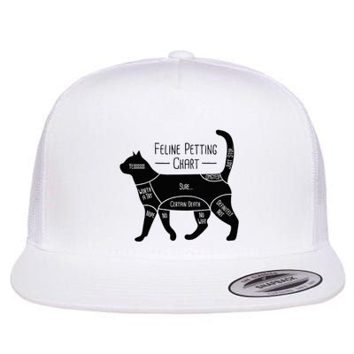 Feline Petting Chart Cat Owner Lover Flat Bill Trucker Hat