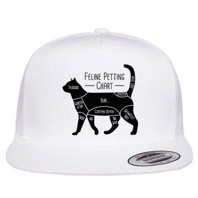 Feline Petting Chart Cat Owner Lover Flat Bill Trucker Hat