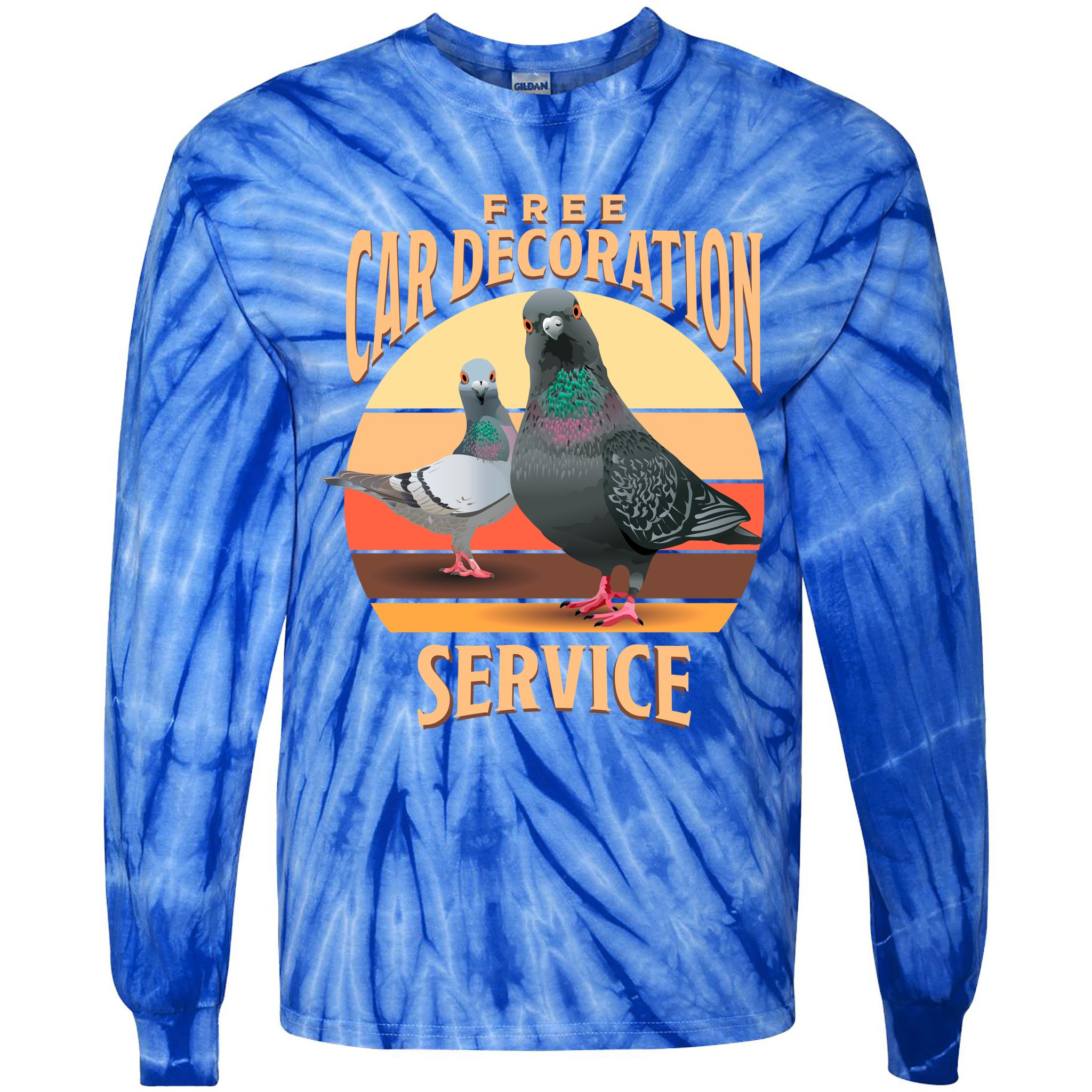 Funny Pigeon Car Decoration Service Tie-Dye Long Sleeve Shirt