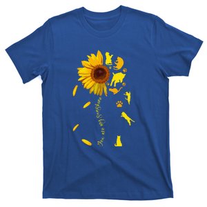 Furry Persian Cat Looking At The Sunflower T-Shirt