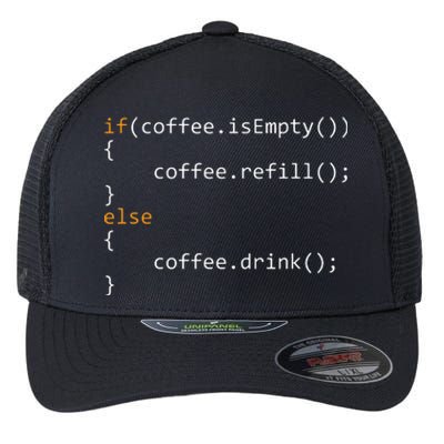 Funny Programmer Coffee Gift For Coders Flexfit Unipanel Trucker Cap