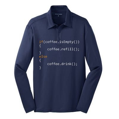 Funny Programmer Coffee Gift For Coders Silk Touch Performance Long Sleeve Polo