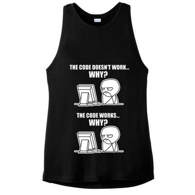 Funny Programmer Code Works Why Meme Tee Ladies PosiCharge Tri-Blend Wicking Tank