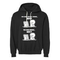 Funny Programmer Code Works Why Meme Tee Garment-Dyed Fleece Hoodie
