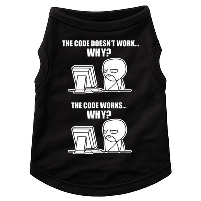 Funny Programmer Code Works Why Meme Tee Doggie Tank