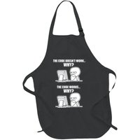 Funny Programmer Code Works Why Meme Tee Full-Length Apron With Pockets
