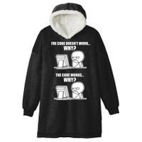 Funny Programmer Code Works Why Meme Tee Hooded Wearable Blanket