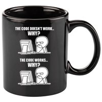 Funny Programmer Code Works Why Meme Tee 11oz C Handle Ceramic Mug