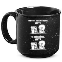 Funny Programmer Code Works Why Meme Tee 15oz Campfire Ceramic Mug