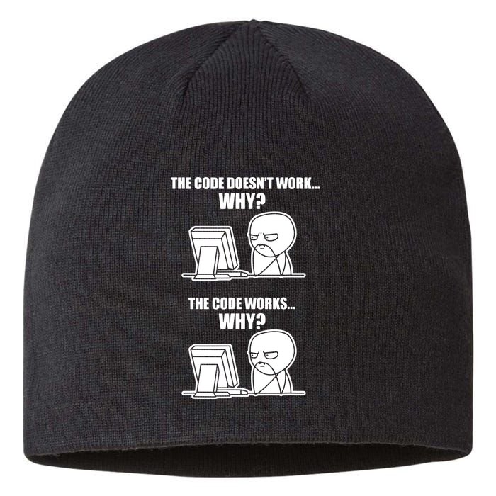 Funny Programmer Code Works Why Meme Tee Sustainable Beanie
