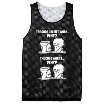 Funny Programmer Code Works Why Meme Tee Mesh Reversible Basketball Jersey Tank