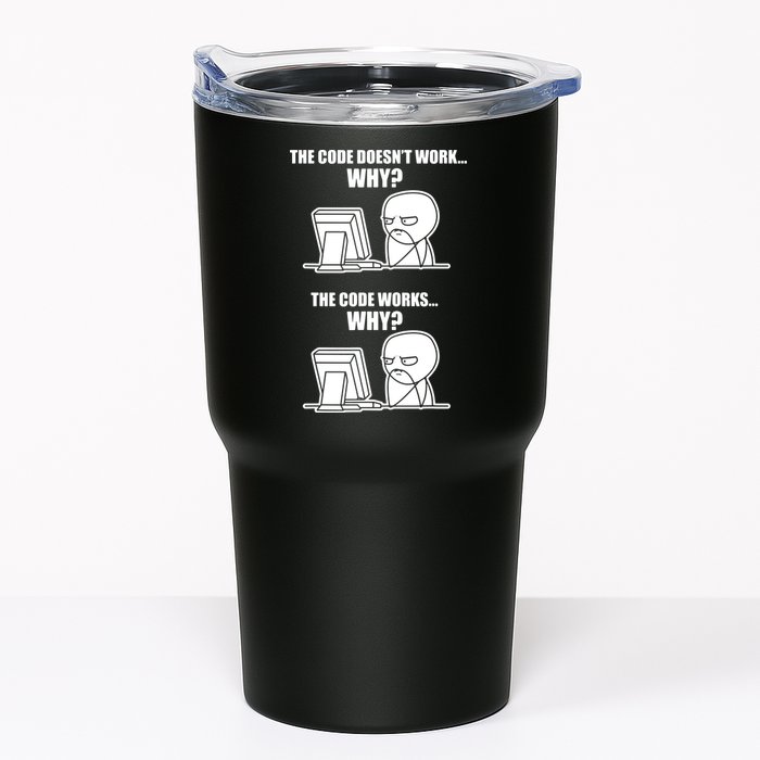 Funny Programmer Code Works Why Meme Tee Tumbler