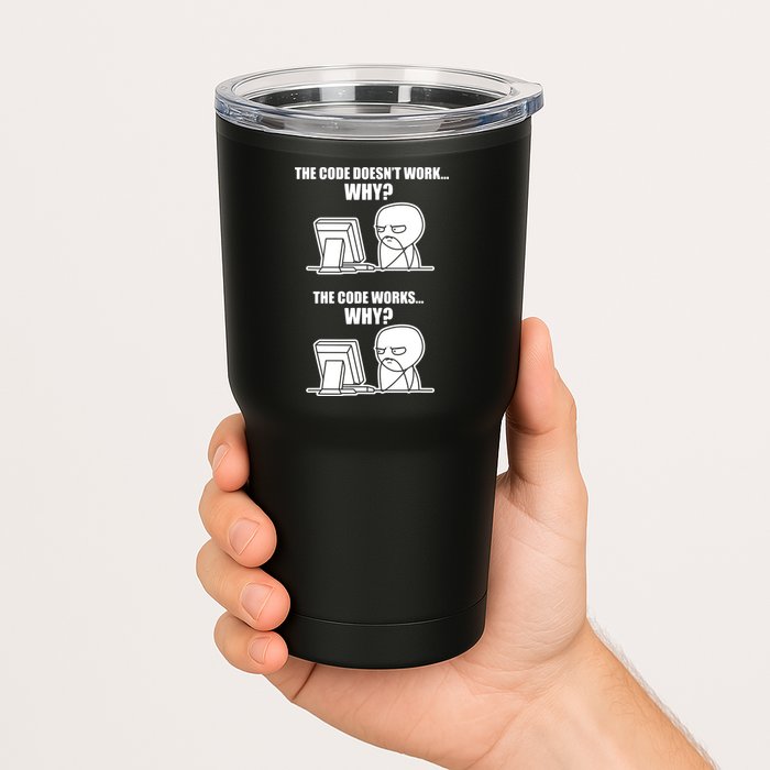 Funny Programmer Code Works Why Meme Tee Tumbler