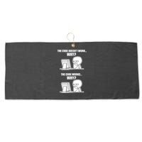 Funny Programmer Code Works Why Meme Tee Large Microfiber Waffle Golf Towel