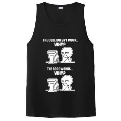 Funny Programmer Code Works Why Meme Tee PosiCharge Competitor Tank