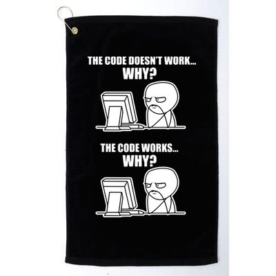 Funny Programmer Code Works Why Meme Tee Golf Towel