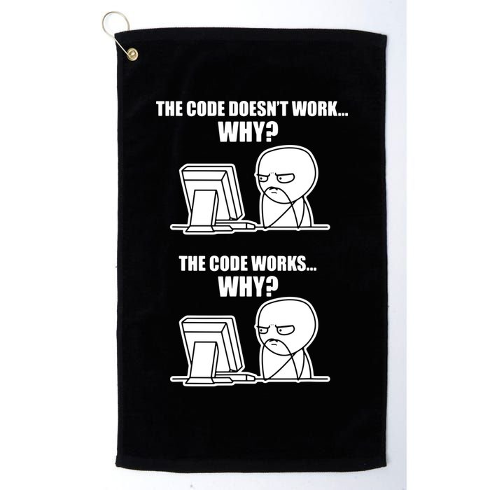 Funny Programmer Code Works Why Meme Tee Golf Towel