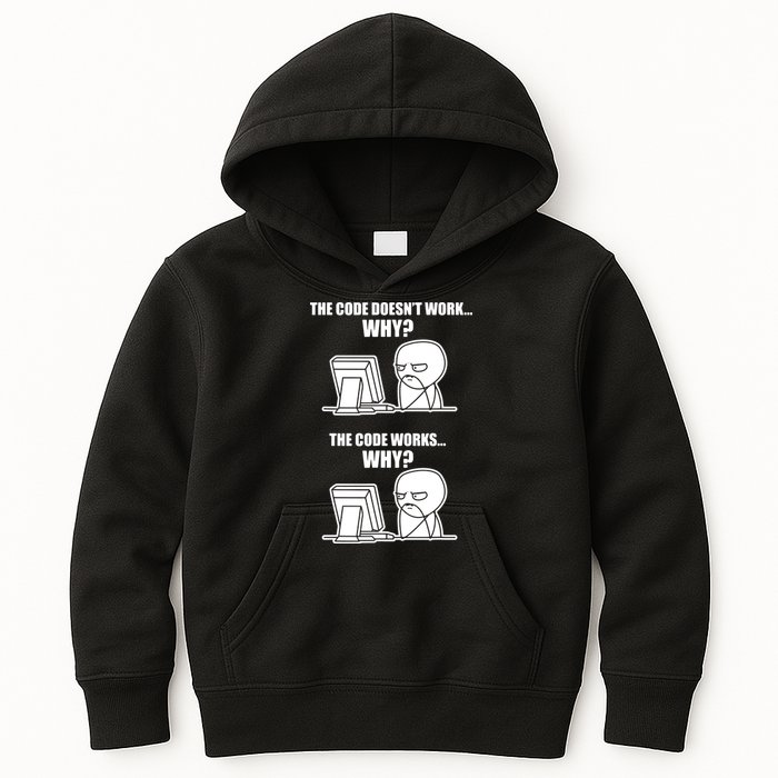 Funny Programmer Code Works Why Meme Tee Kids Hoodie
