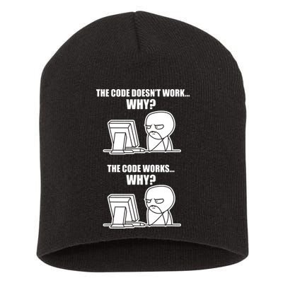 Funny Programmer Code Works Why Meme Tee Short Acrylic Beanie
