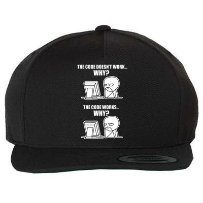 Funny Programmer Code Works Why Meme Tee Wool Snapback Cap