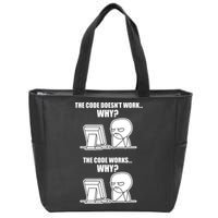 Funny Programmer Code Works Why Meme Tee Zip Tote Bag
