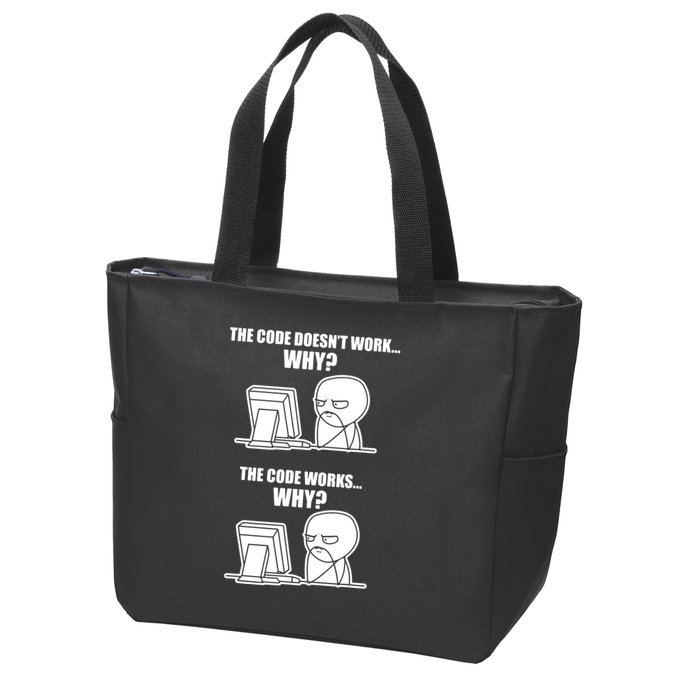 Funny Programmer Code Works Why Meme Tee Zip Tote Bag