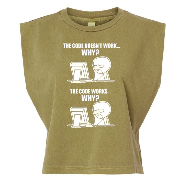 Funny Programmer Code Works Why Meme Tee Garment-Dyed Women's Muscle Tee