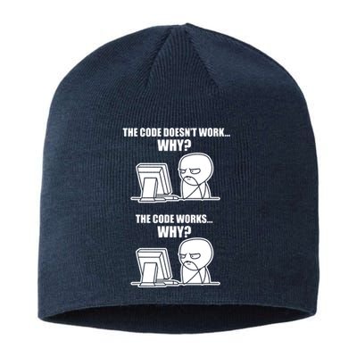 Funny Programmer Code Works Why Meme Tee Sustainable Beanie