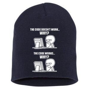 Funny Programmer Code Works Why Meme Tee Short Acrylic Beanie