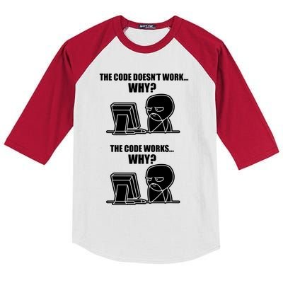 Funny Programmer Code Works Why Meme Tee Kids Colorblock Raglan Jersey