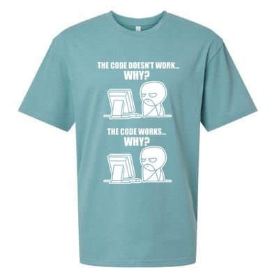 Funny Programmer Code Works Why Meme Tee Sueded Cloud Jersey T-Shirt
