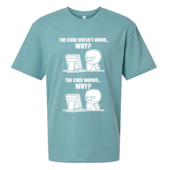 Funny Programmer Code Works Why Meme Tee Sueded Cloud Jersey T-Shirt