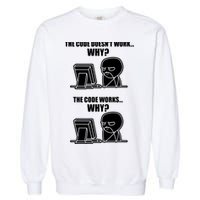 Funny Programmer Code Works Why Meme Tee Garment-Dyed Sweatshirt