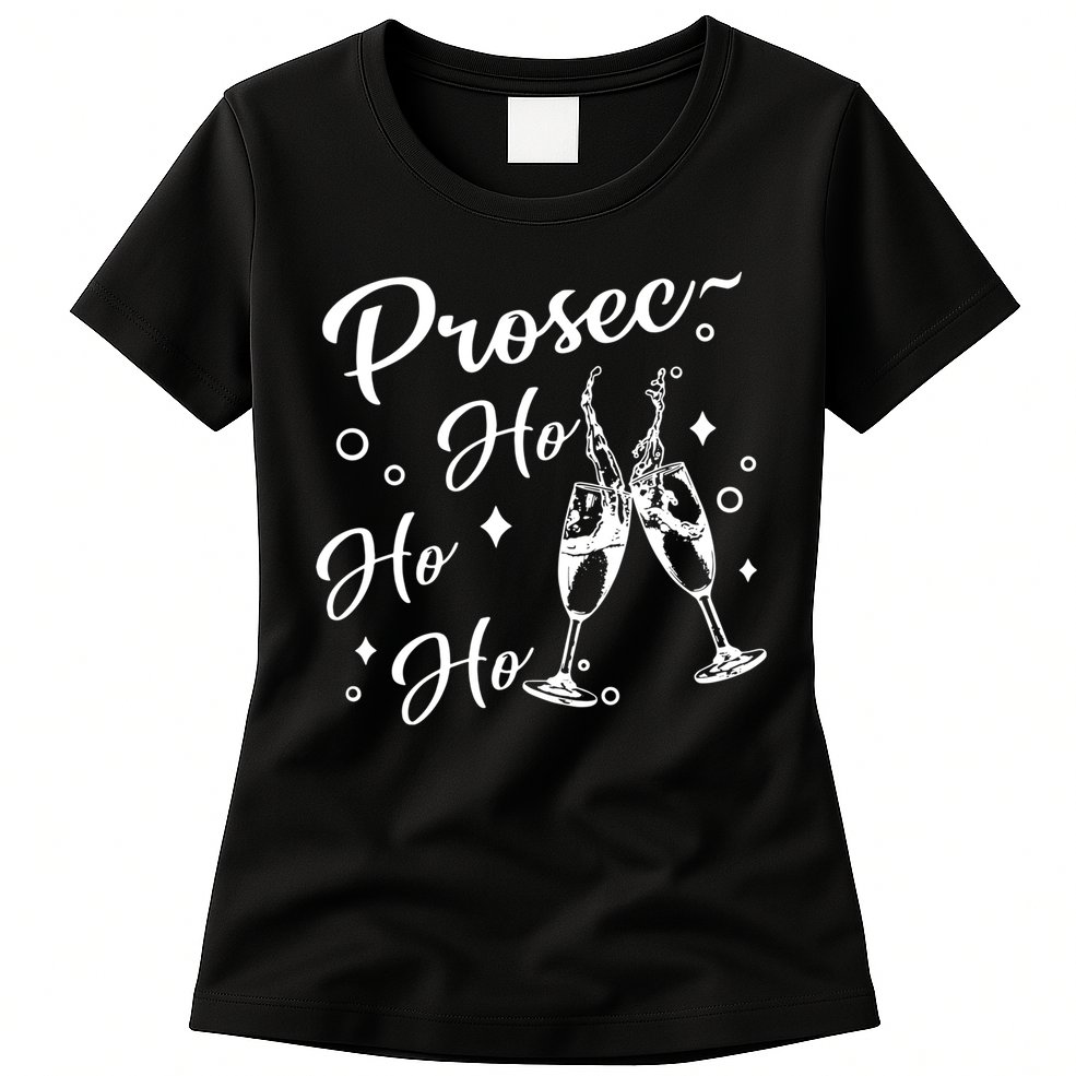Funny Presecco Christmas Vacation Retro Prosec Ho Ho Ho Womens T-Shirt