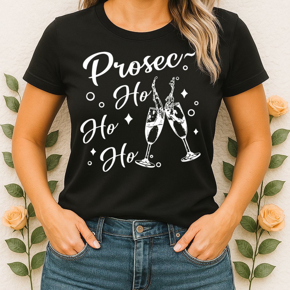 Funny Presecco Christmas Vacation Retro Prosec Ho Ho Ho Womens T-Shirt